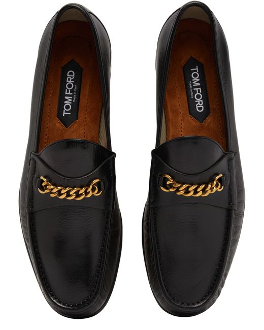 Tom Ford Black Chain Leather Loafers for men