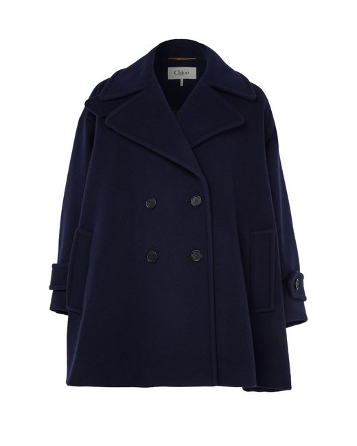 Manteau Oversize En Laine Melangee Chloé en coloris Blue