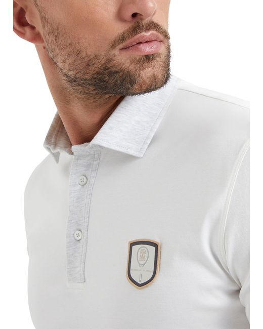 Brunello Cucinelli Poloshirt mit Tennis-Badge in White für Herren