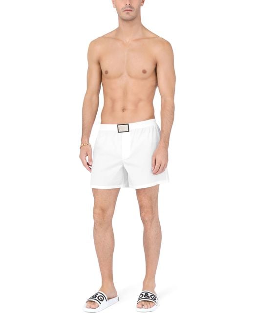 Dolce & Gabbana White Long Cotton Boxers for men