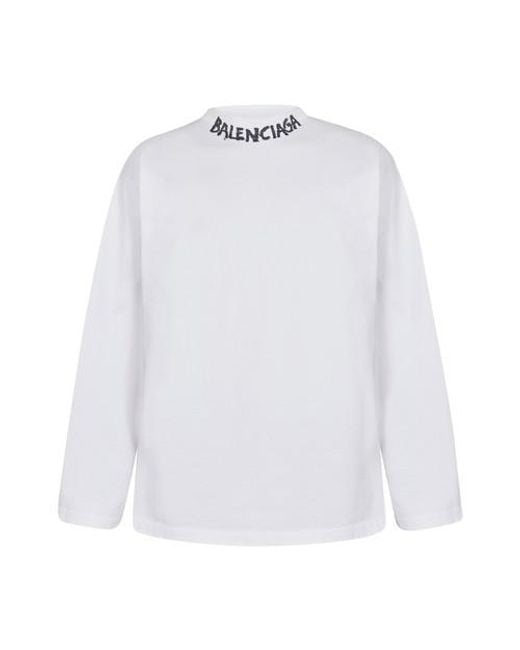 Balenciaga White Curved Long Sleeves T-shirt for men