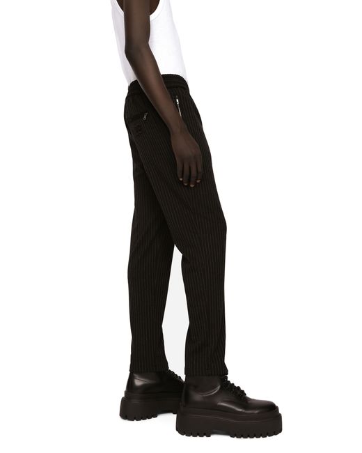Pantalon de survêtement en jersey à rayures fines Dolce & Gabbana pour homme en coloris Black