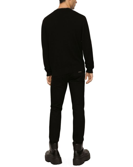 Dolce & Gabbana Washed Black Slim-fit Stretch Jeans for men