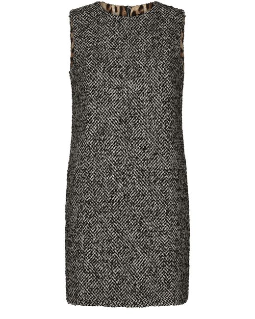 Dolce & Gabbana Multicolor Short Speckled Tweed A-Line Dress