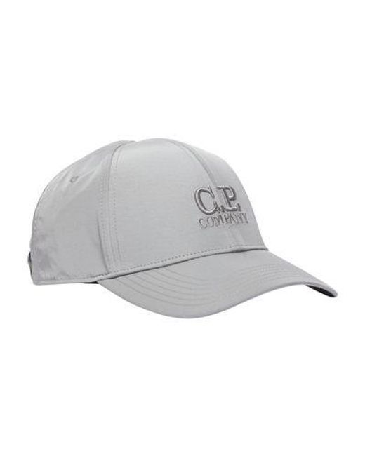 C P Company Gray Chrome-R Logo Cap for men