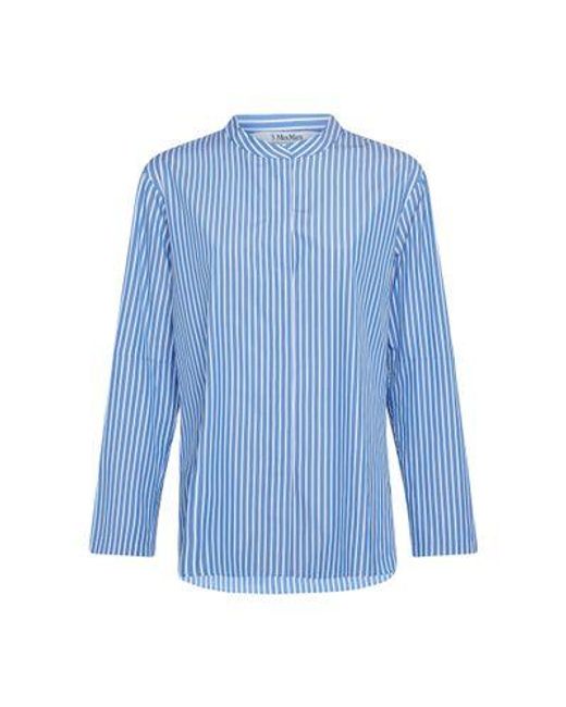 Max Mara Blue Linda Long-Sleeved Shirt With Stripes