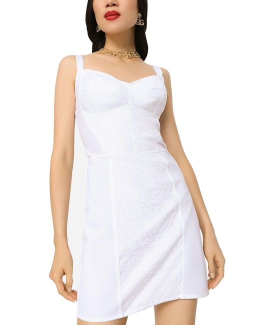 Dolce & Gabbana White Corset-Style Slip Dress