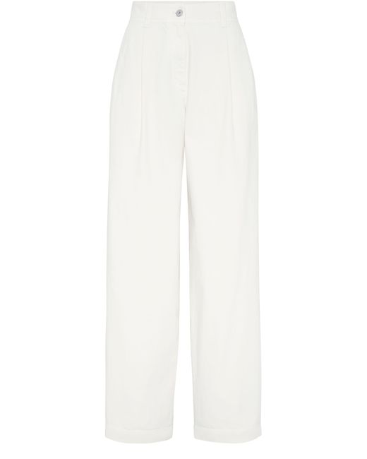 Brunello Cucinelli White Loose Sartorial Trousers