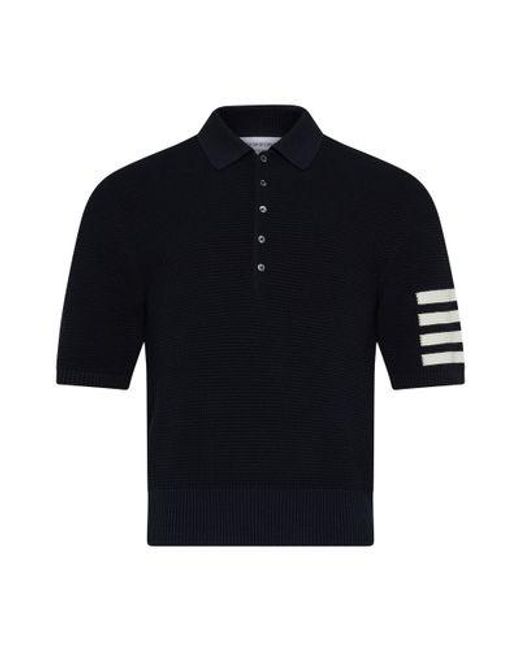 Thom Browne Blue 4-Bar Signature Detail Polo Shirt for men