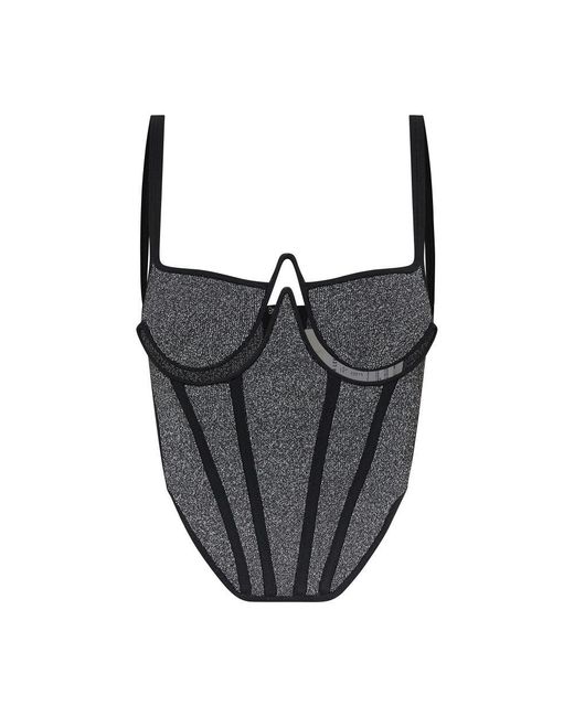 Dion Lee Black Reflective Wire Corset