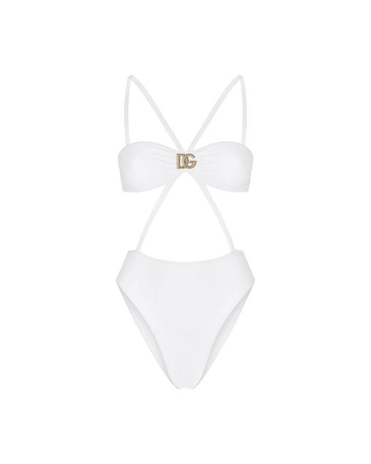 Dolce & Gabbana White One-Piece Swimsuit