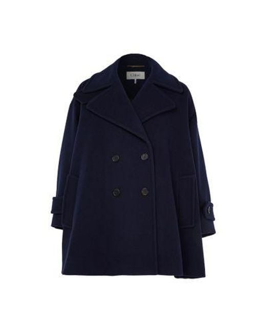 Manteau Oversize En Laine Melangee Chloé en coloris Blue