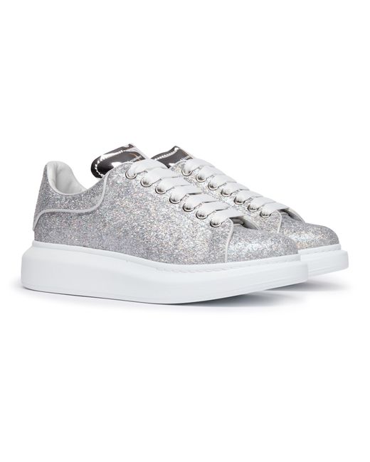 Alexander McQueen White Oversize Sneakers With Glitter Detail