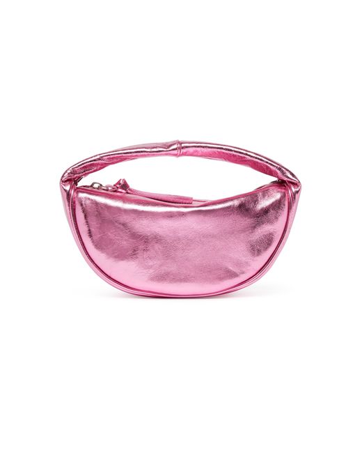 By Far Pink Baby Cush Lipstick Metallic Leather Bag