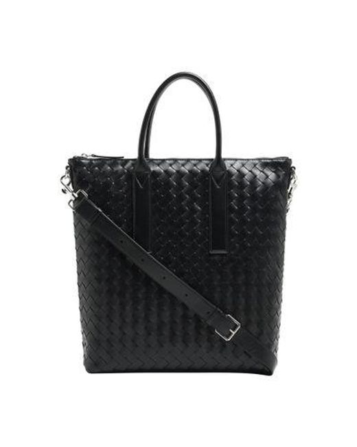 Bottega Veneta Black Intrecciato Large Size Zipped Tote Bag for men