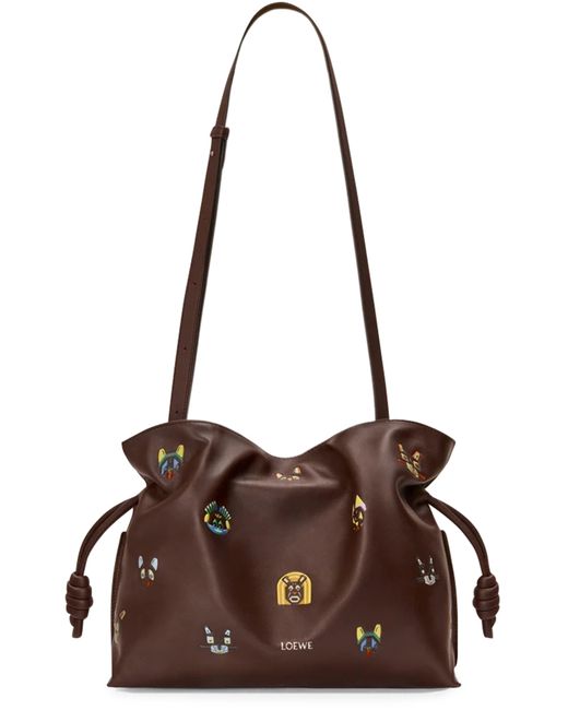 Flamenco Clutch Moyen Cats En Cuir De Veau Loewe en coloris Brown