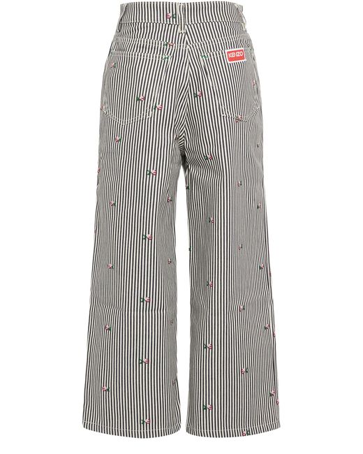 KENZO Gray Rinse Stripe Cropped Fit Jeans