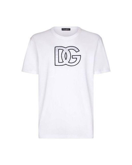 Dolce & Gabbana White Logo-monogram-print T-shirt for men