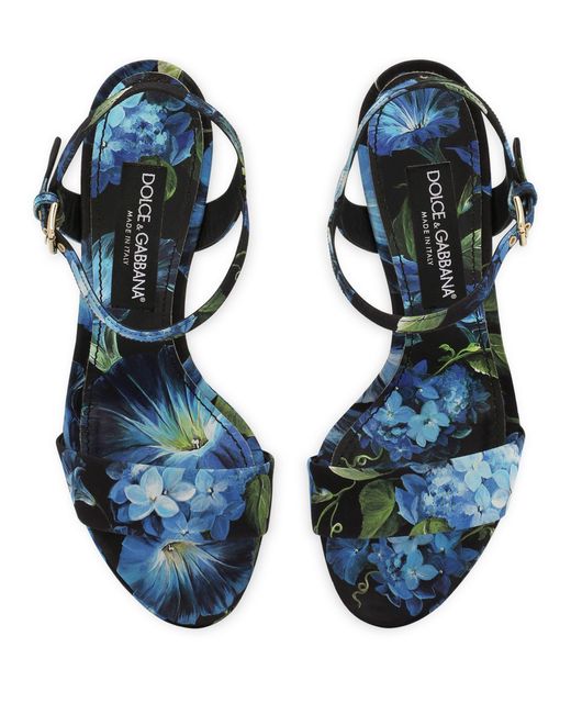 Dolce & Gabbana Blue Plateau-Sandaletten aus Charmeuse