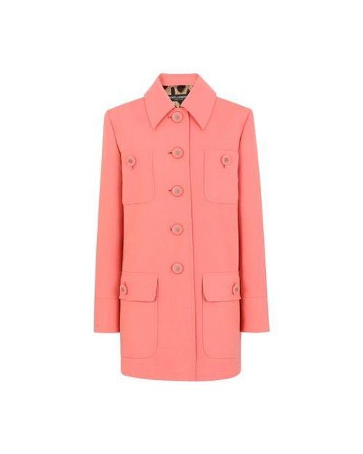 Dolce & Gabbana Pink Short Double Wool Coat