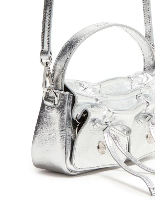 Acne White Multipocket Micro Bag Lux Metallic