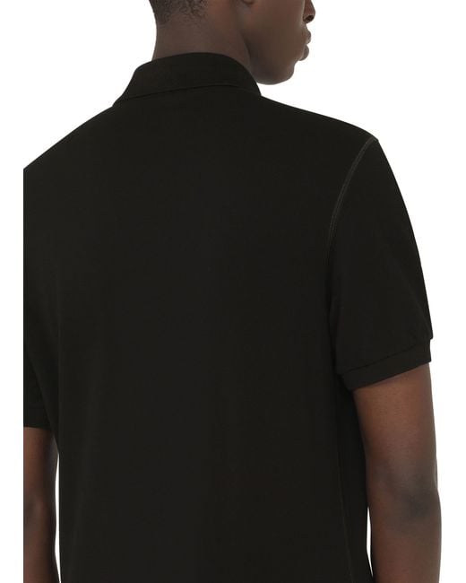 Dolce & Gabbana Black Cotton Piqué Polo-Shirt for men