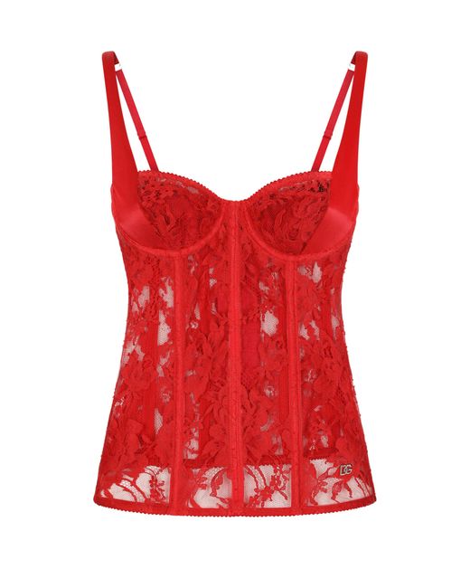 Dolce & Gabbana Red Lace Lingerie Corset