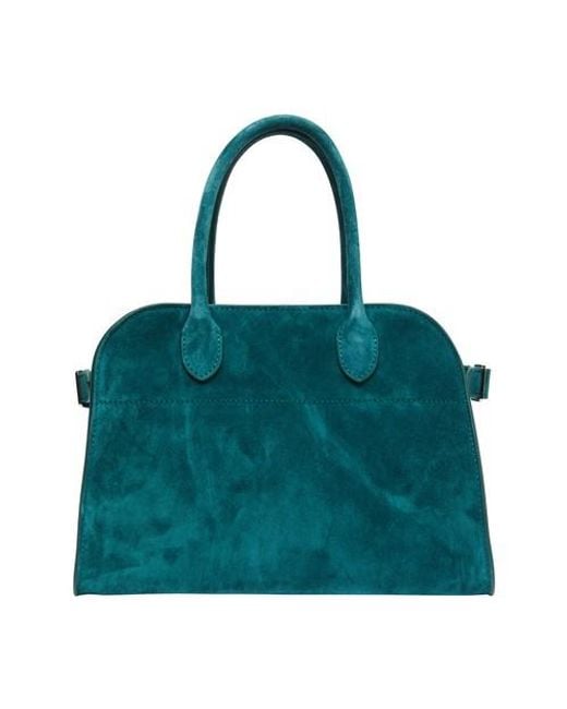 The Row Green Soft Margaux 10 Bag In Suede