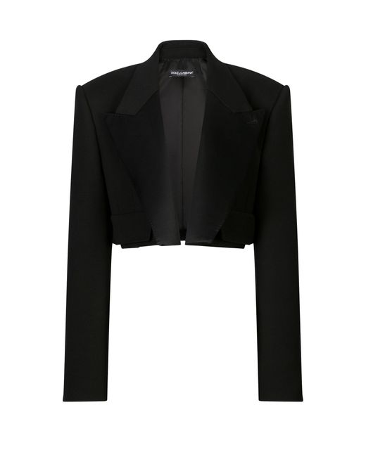 Dolce & Gabbana Black Short Tuxedo Jacket In Double Wool