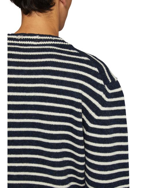 AMI Black Striped Crew Neck Sweater for men