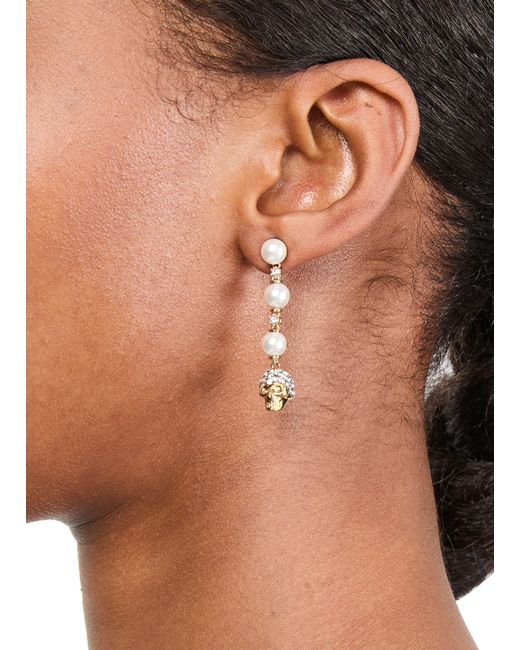 Alexander McQueen Metallic Skull And Pearl Earrings