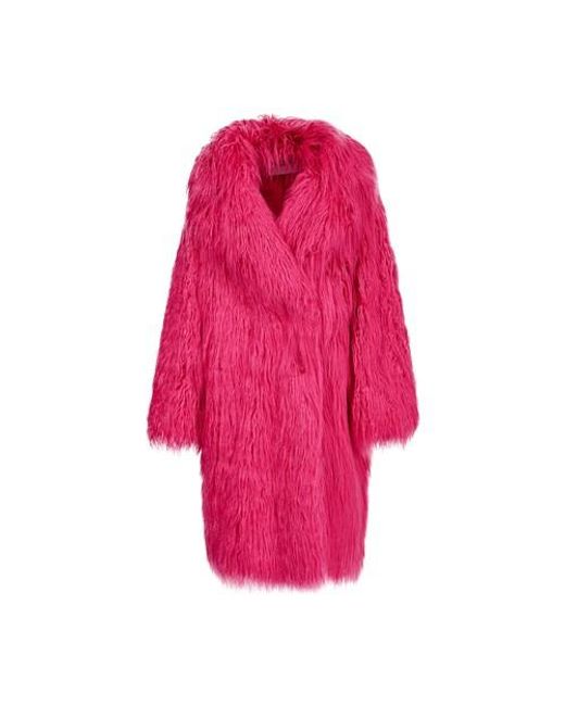 Essentiel Antwerp Pink Doctor Faux Fur Coat