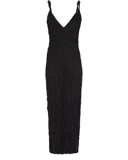 Totême  Black Twist-Strap Crinkled Silk Dress