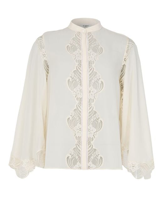 Chloé White Long Sleeved Blouse