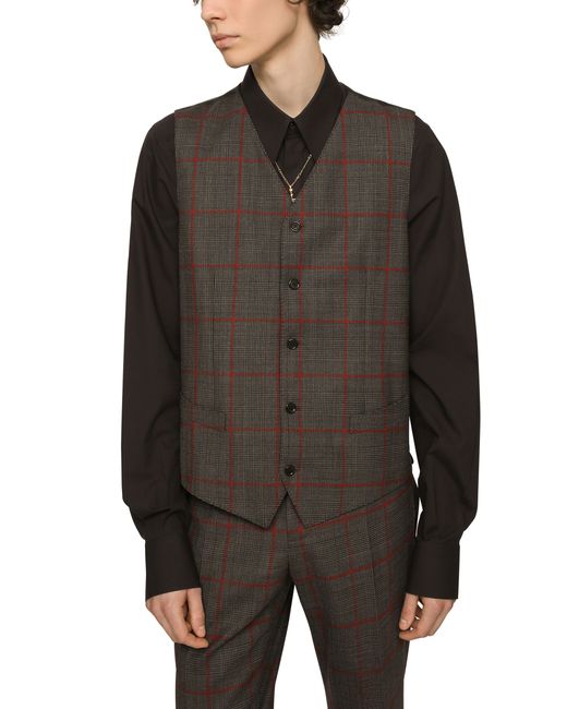 Dolce & Gabbana Brown Double-breasted Glen Plaid Sicilia-fit Suit for men