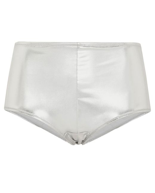 Dolce & Gabbana White Panty mit niedrigem Bund aus Metallic-Jersey