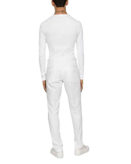 T-shirt tunisien en coton côtelé Dolce & Gabbana pour homme en coloris White