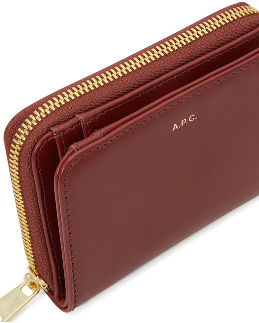 A.P.C. Red Emmanuelle Small Leather Wallet