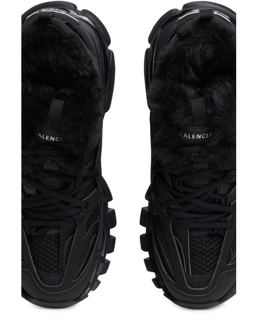 Balenciaga Track Sneakers Fake Fur in Black - Lyst