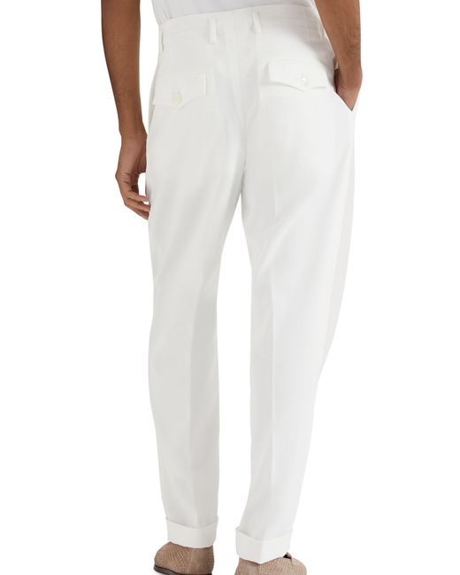 Brunello Cucinelli White Relaxed-Fit Twill Trousers for men