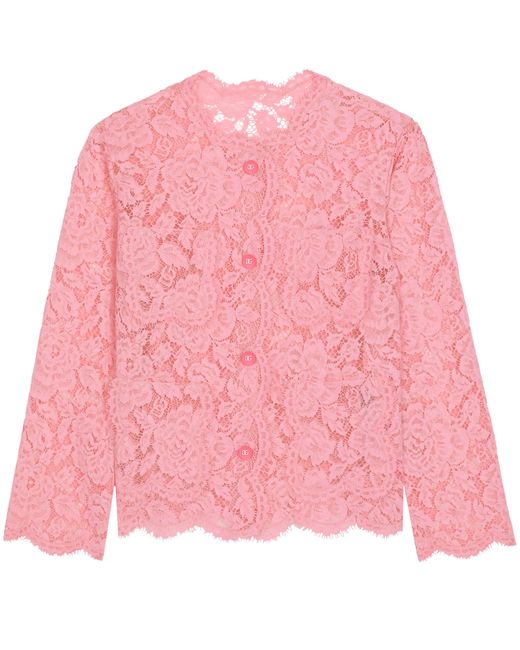 Dolce & Gabbana Pink Single-Breasted Lace Jacket