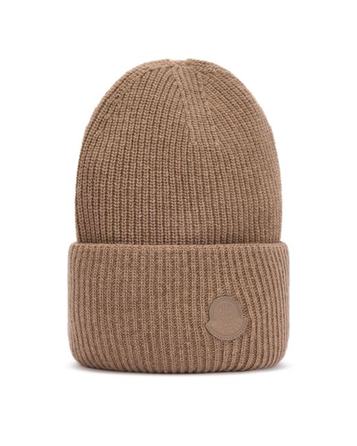 Moncler Brown Beanie With Logo