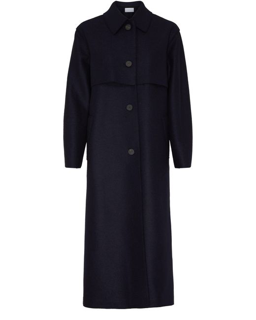 Harris Wharf London Blue Mantel Aus Gepresster Wolle Und Fleece-Material
