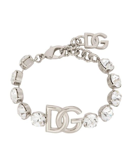 Dolce & Gabbana Metallic Crystal Dg Logo Bracelet