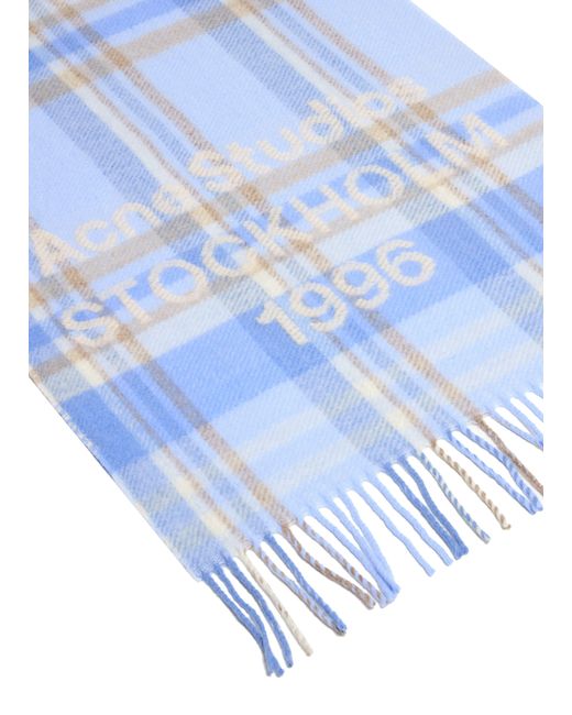 Écharpe À Carreaux Avec Logo Acne en coloris Blue