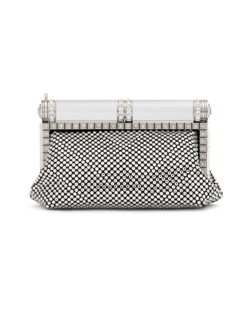 Dolce & Gabbana Gray Satin Bag With Fusible Rhinestones