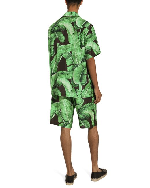 Dolce & Gabbana Green Silk Hawaiian Shirt for men