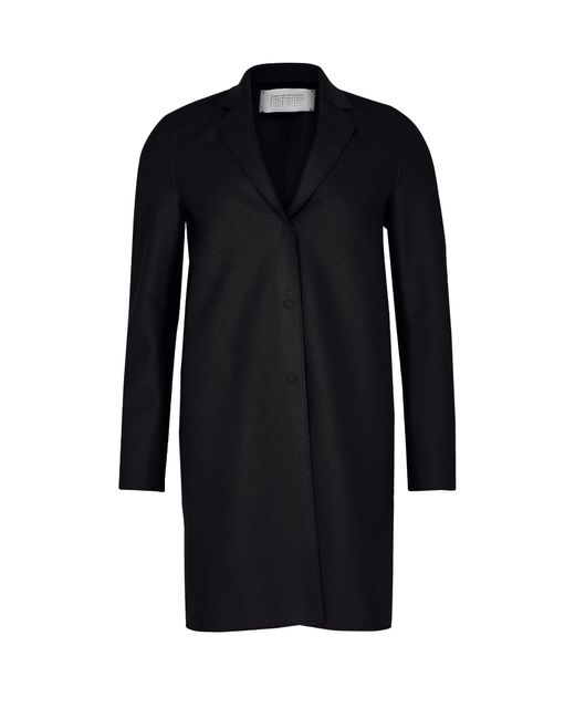 Harris Wharf London Black Cocoon Pressed Wool Coat