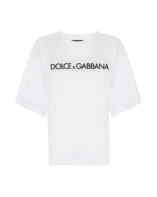 Dolce & Gabbana White Jersey T-shirt With "" Print