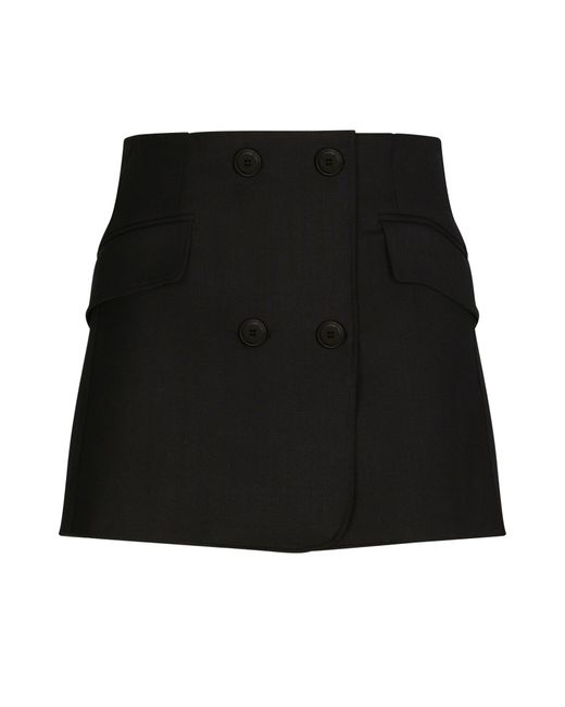 Dolce & Gabbana Black Twill Mini Wrap Skirt